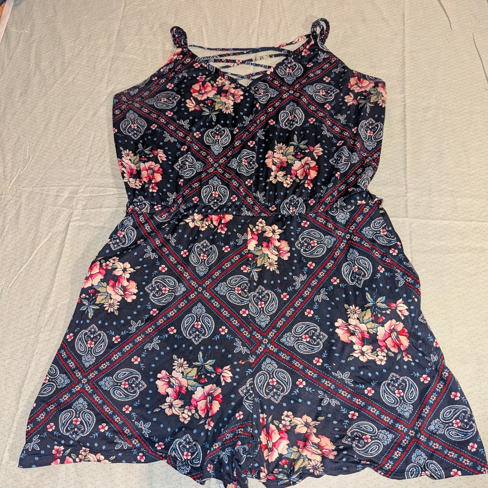 Eye Candy Floral Paisley Jumpsuit - Blue and Pink